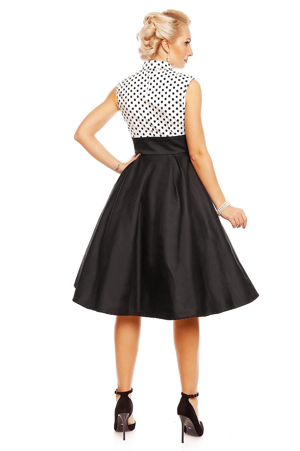 Lisa Polka Dot Shirt Dress in White and Black