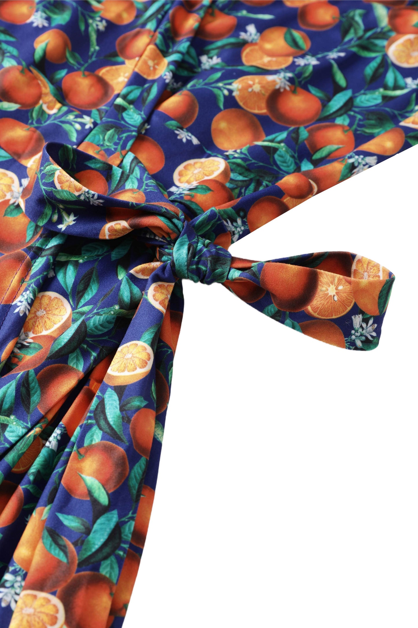 Matilda Navy Orange Branch Wrap Dress