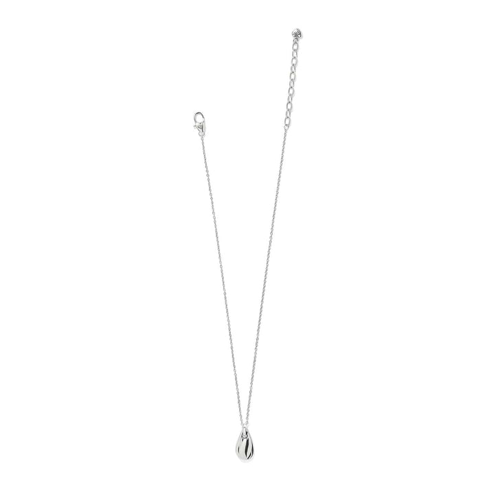 Brighton pendant necklace with silver-plated teardrop charm and delicate chain with lobster clasp on a white background