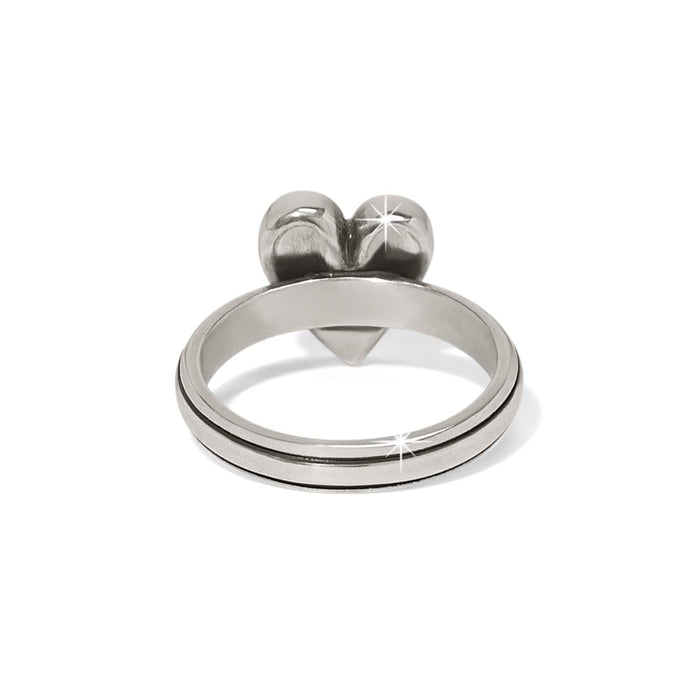 Brighton heart ring shown from the back with two-tone band and polished puffed heart on a white background