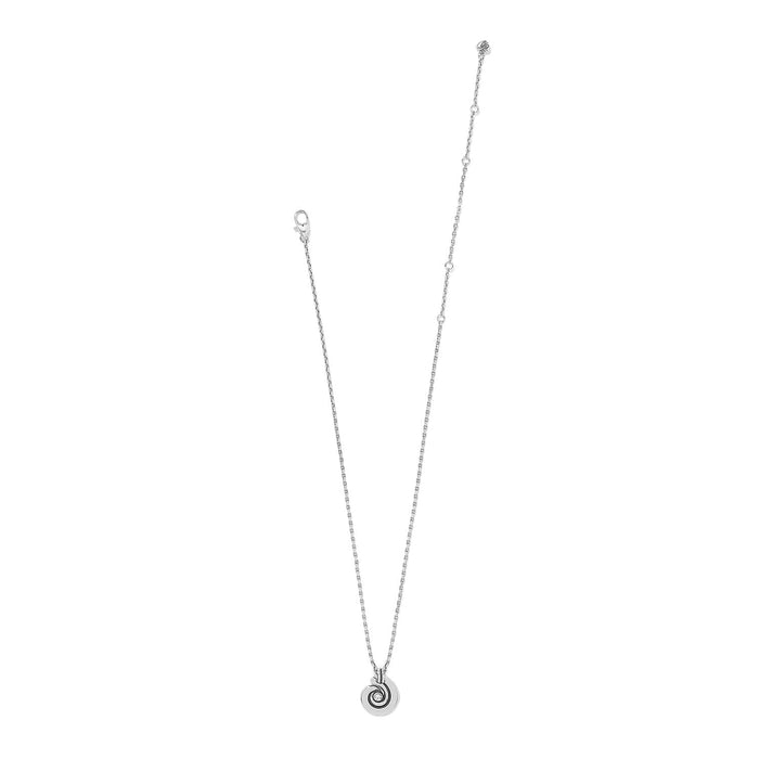 Brighton pendant necklace with silver-plated round charm, crystal accent, and lobster clasp on a white background