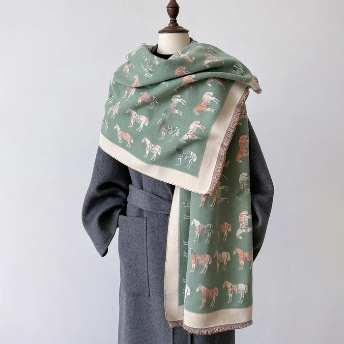 Ludovica Pashmina Scarf Green