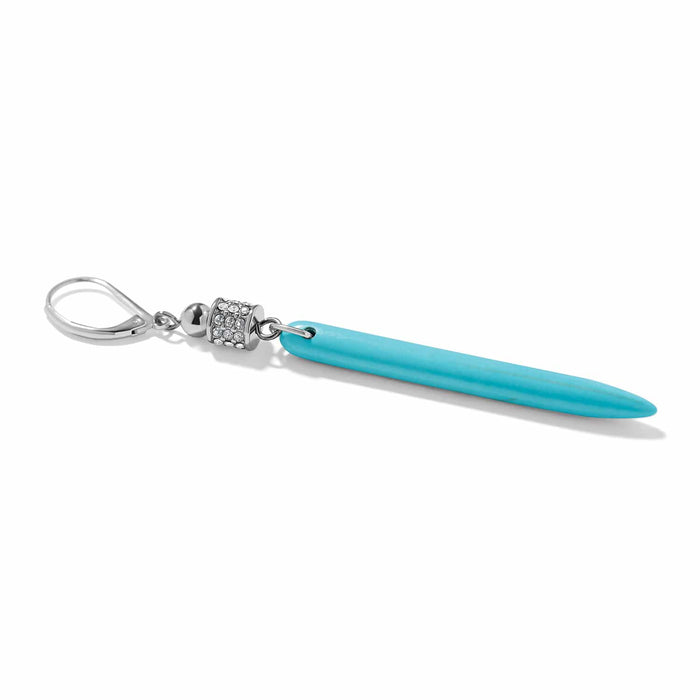 Brighton drop earring with turquoise spike bead and silver-plated crystal pavΓ© accent on a white background