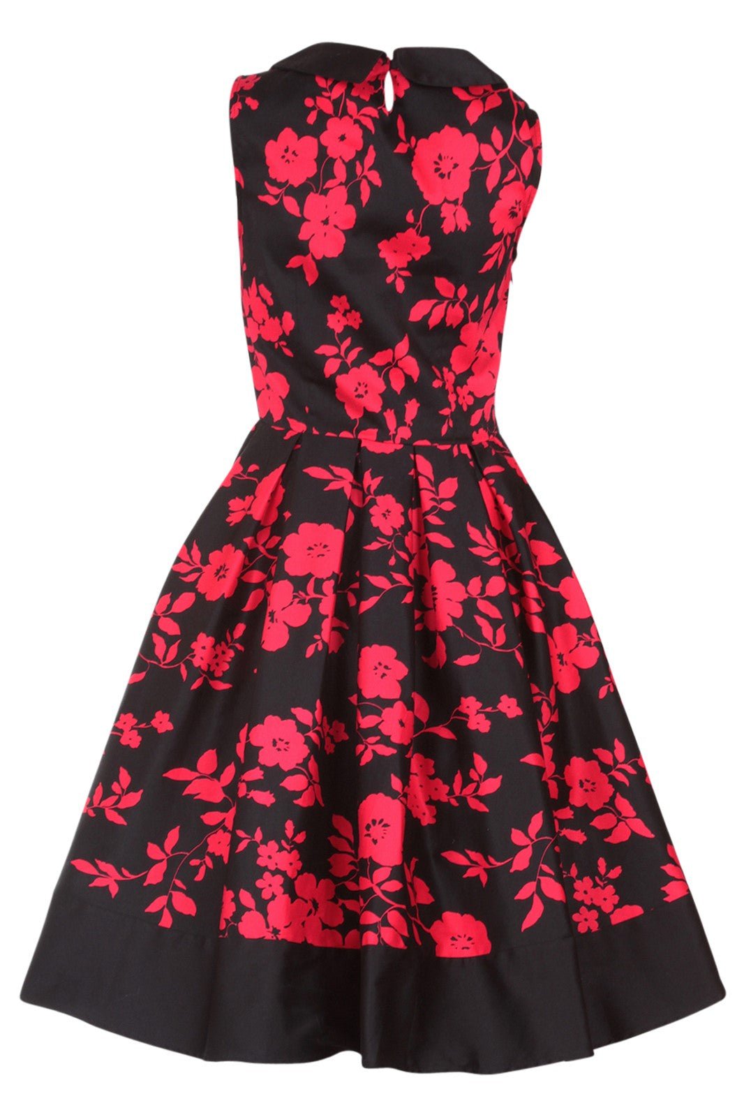 Hazel vintage Inspired Swing Dress in Black-Red Floral