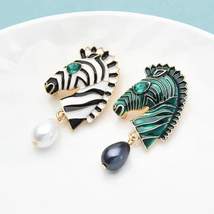 Zebra Head Brooch (Green)