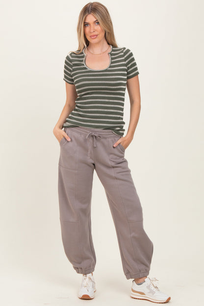 Camel Multi Seam Fleece Maternity Sweatpants