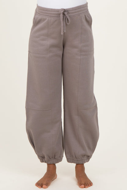 Camel Multi Seam Fleece Maternity Sweatpants
