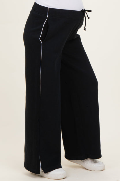 Black Fleece Wide Leg Maternity Sweatpants