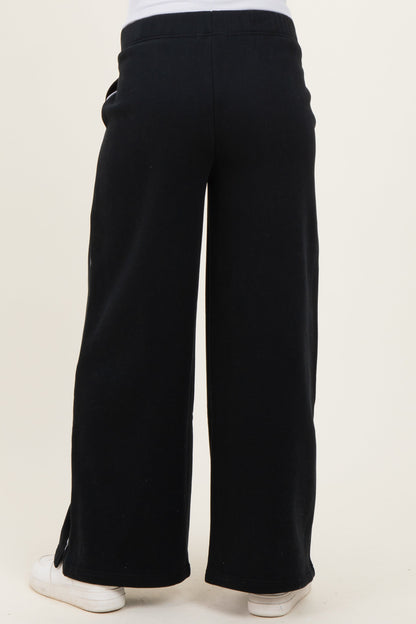 Black Fleece Wide Leg Maternity Sweatpants
