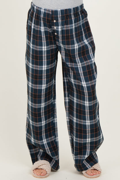 Navy Plaid Wide Leg Maternity Lounge Pants