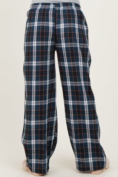 Navy Plaid Wide Leg Maternity Lounge Pants