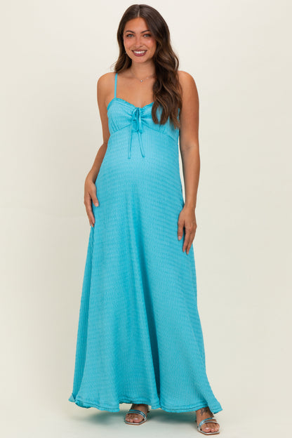 Aqua Knit Contrast Stitch Detail Maternity Midi Dress