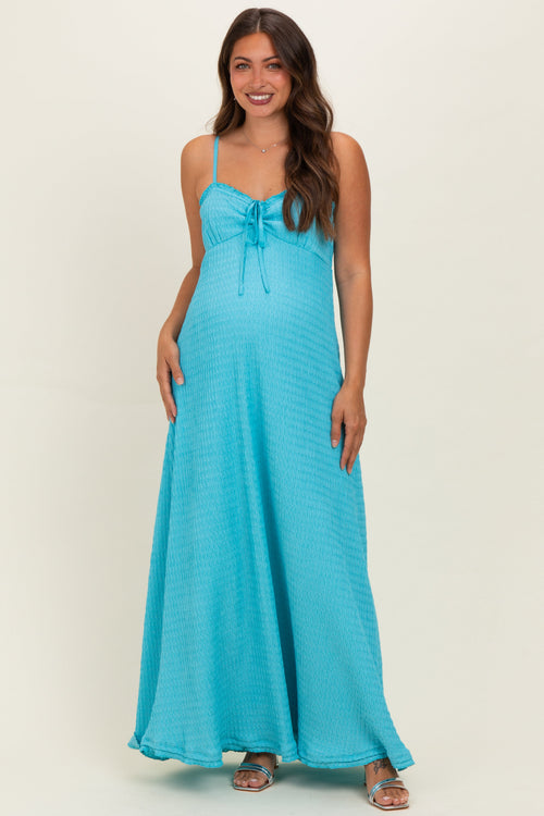 Aqua Knit Contrast Stitch Detail Maternity Midi Dress