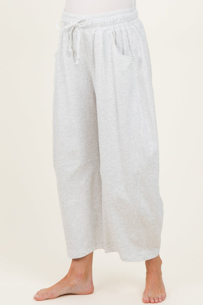 Ivory Barrel Leg Terry Maternity Sweatpants