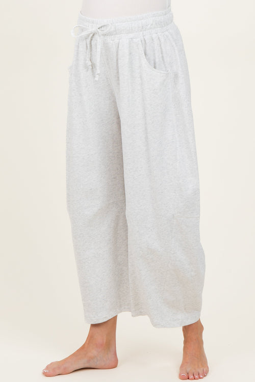 Ivory Barrel Leg Terry Maternity Sweatpants