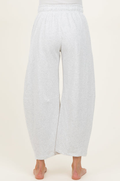 Ivory Barrel Leg Terry Maternity Sweatpants