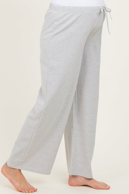 Heather Grey Striped Front Tie Maternity Lounge Pants