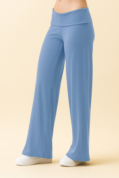 Light Blue Wide Leg Fold Over Maternity Lounge Pants