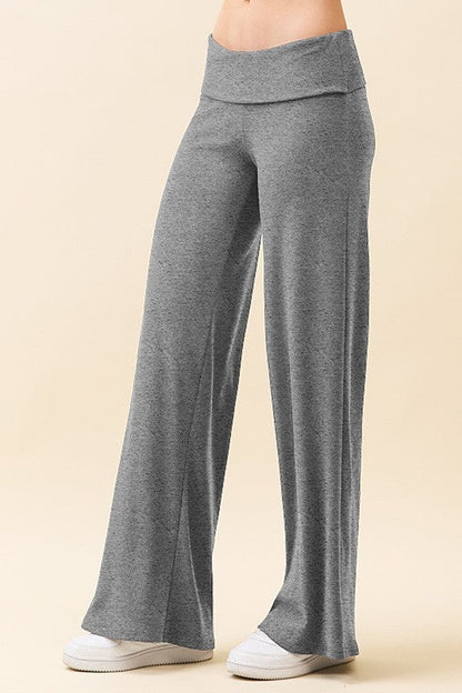 Grey Wide Leg Fold Over Maternity Lounge Pants