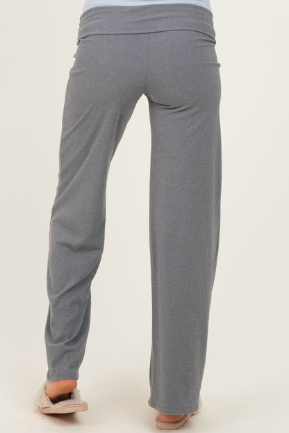 Grey Wide Leg Fold Over Maternity Lounge Pants