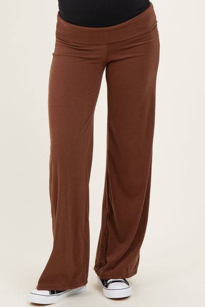 Cocoa Wide Leg Fold Over Maternity Lounge Pants