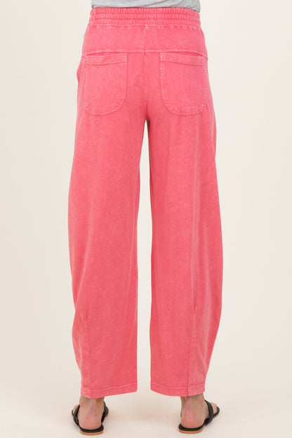 Strawberry Mineral Wash Barrel Leg Maternity Lounge Pants