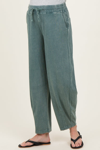 Teal Mineral Wash Barrel Leg Maternity Lounge Pants