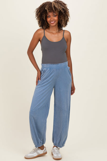 Dusty Blue Mineral Wash Terry Maternity Sweatpants