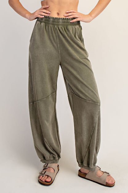 Olive Mineral Wash Terry Maternity Sweatpants