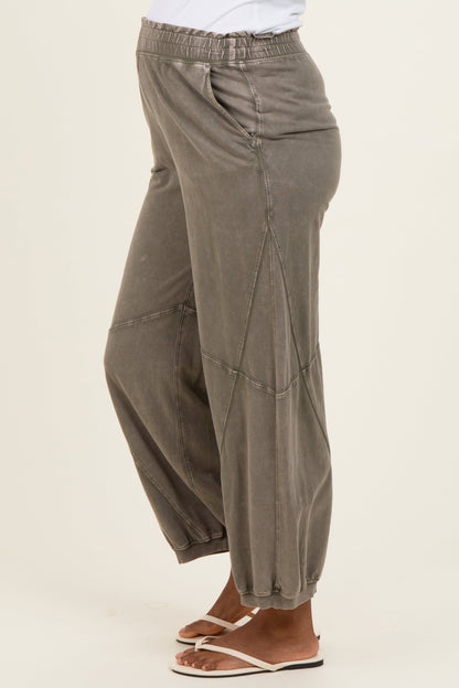 Olive Mineral Wash Terry Maternity Sweatpants