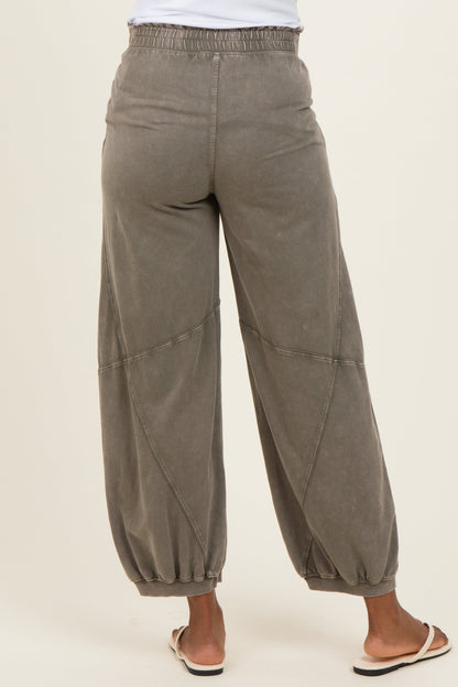Olive Mineral Wash Terry Maternity Sweatpants
