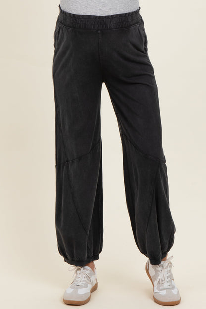 Black Mineral Wash Terry Maternity Sweatpants