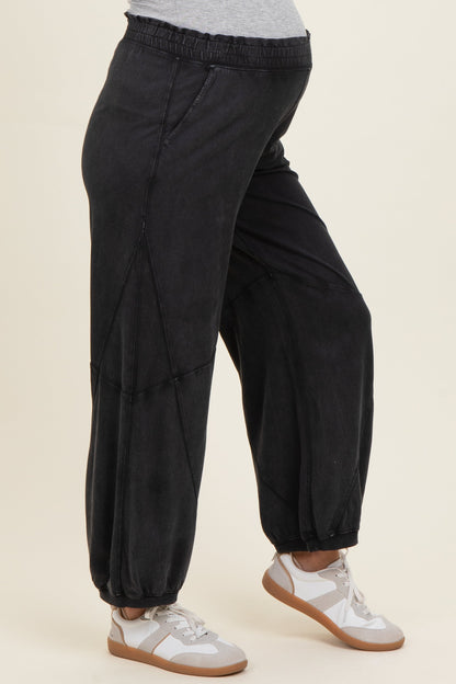 Black Mineral Wash Terry Maternity Sweatpants