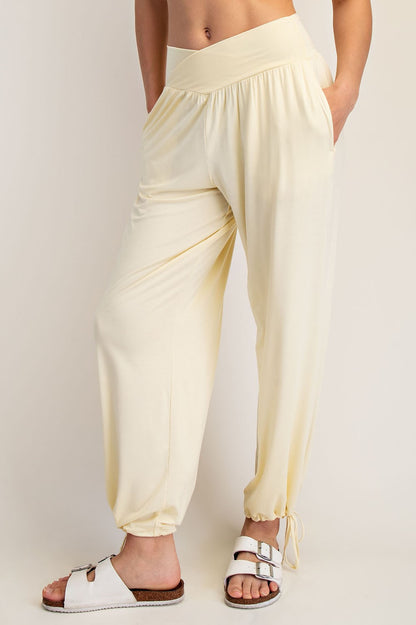 Lemon Crossover Waist Maternity Pants