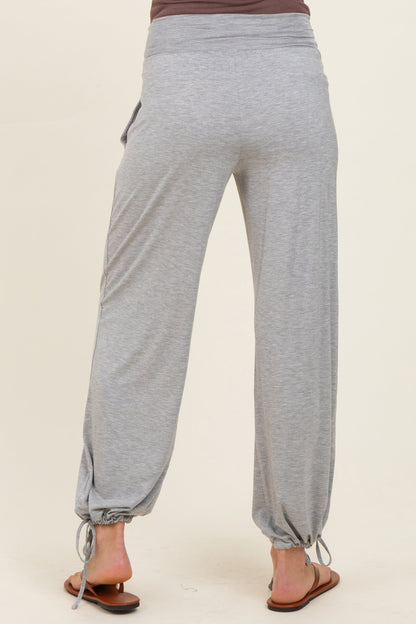 Heather Grey Crossover Waist Maternity Pants