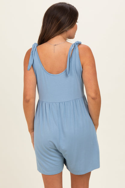 Blue Knot Strap Maternity Romper