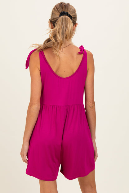 Magenta Knot Strap Maternity Romper