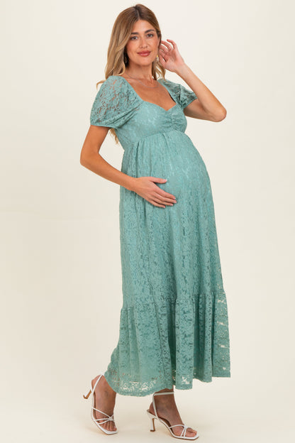Sage Lace Maternity Maxi Dress