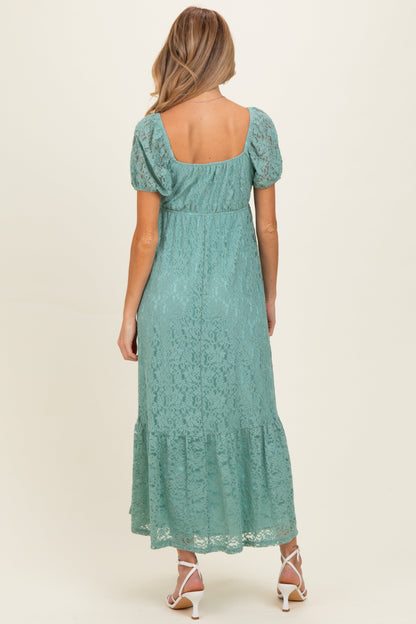 Sage Lace Maternity Maxi Dress