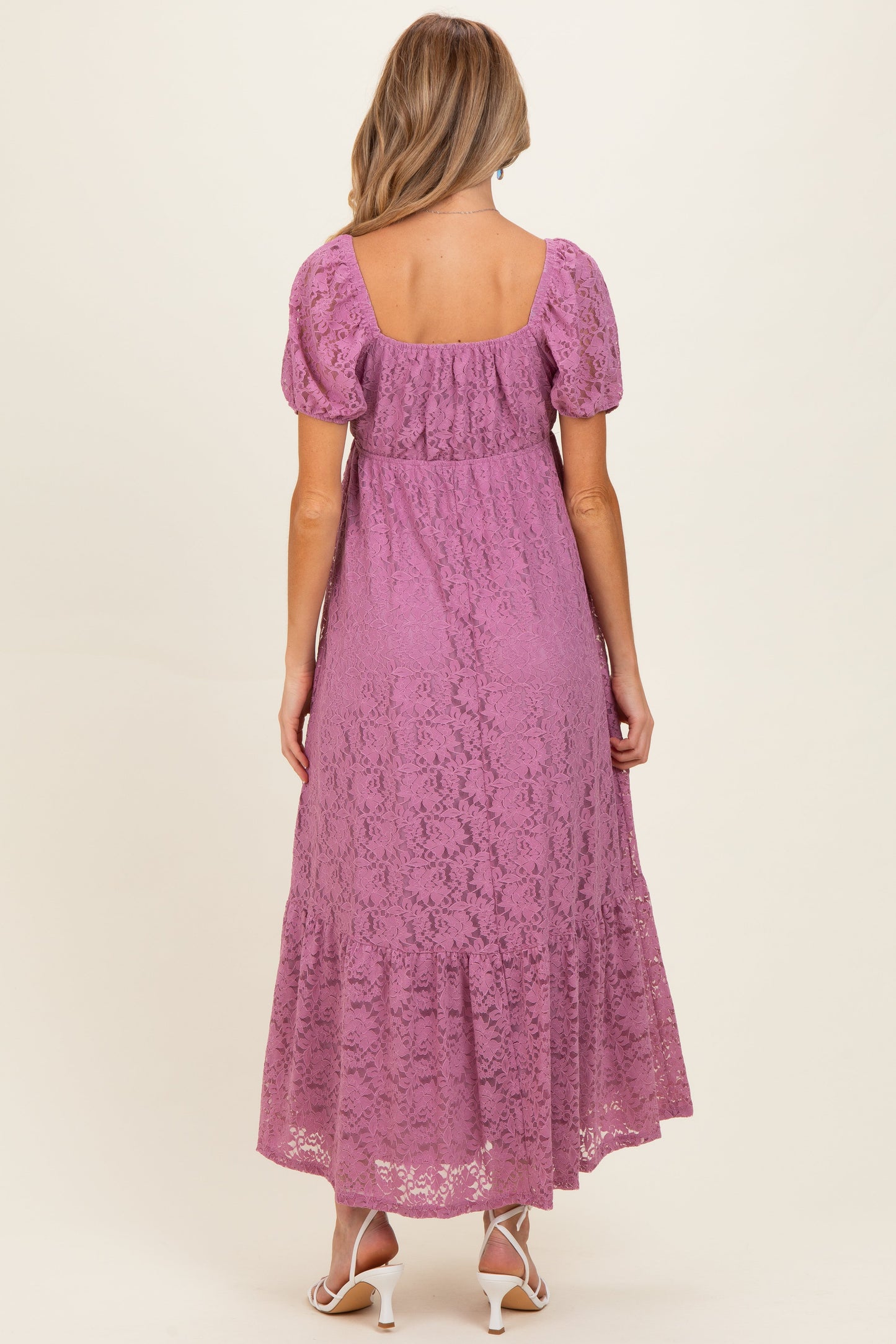Mauve Lace Maternity Maxi Dress