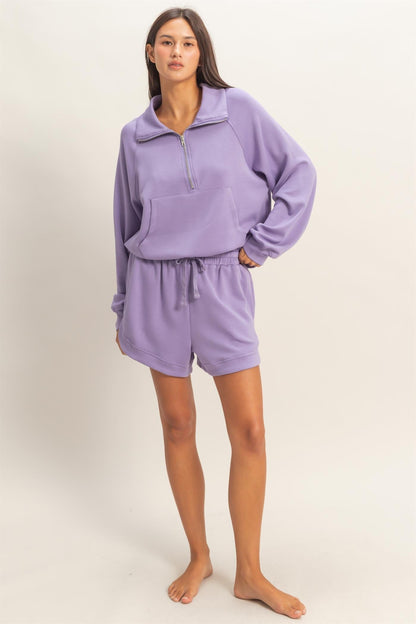 Dusty Purple Drawstring Relaxed Fit Maternity Shorts