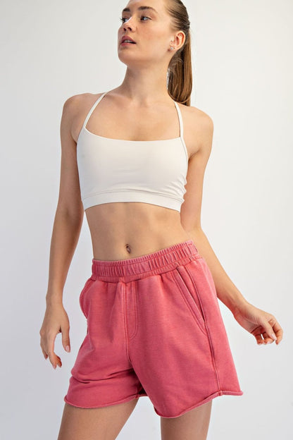 Strawberry Mineral Wash Terry Maternity Short