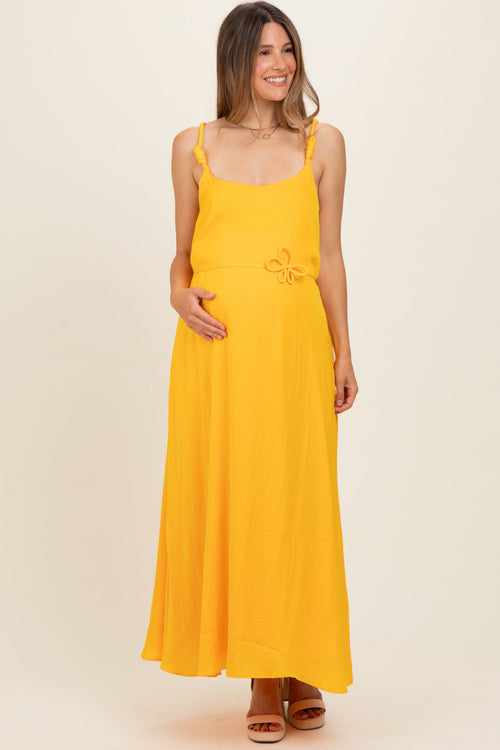 Sunflower Sleeveless Flower Belt Maxi Dress