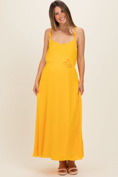 Sunflower Sleeveless Flower Belt Maxi Dress