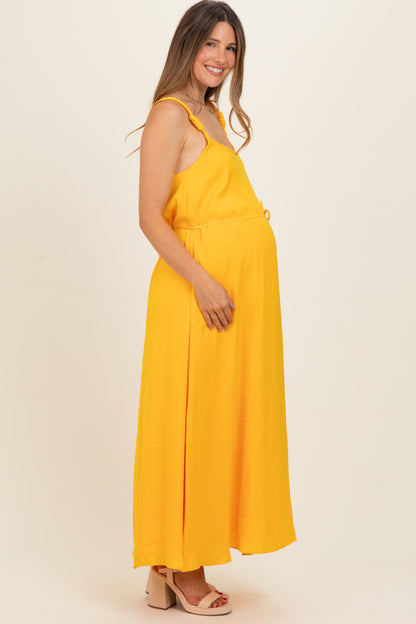Sunflower Sleeveless Flower Belt Maxi Dress