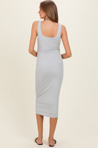 Silver Grey Square Neck Maternity Tank Dress