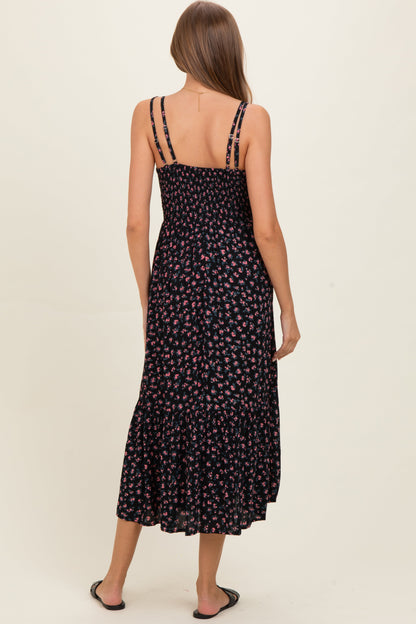 Black Floral Lace Detail Strappy Maternity Maxi Dress