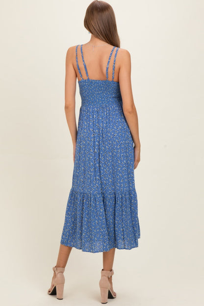 Blue Floral Lace Detail Strappy Maternity Maxi Dress