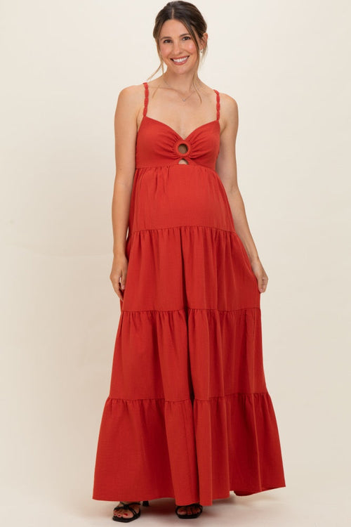 Terracotta Cutout Maternity Maxi Dress