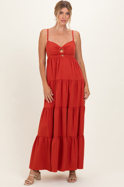 Terracotta Cutout Maternity Maxi Dress